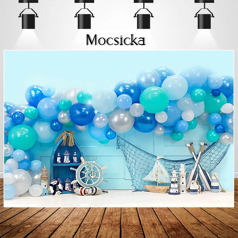MOCSIKA 소년 소녀 첫 생일 배경 사진 풍선 장난감 장식 케이크 스매쉬 포토콜 배경 사진 스튜디오