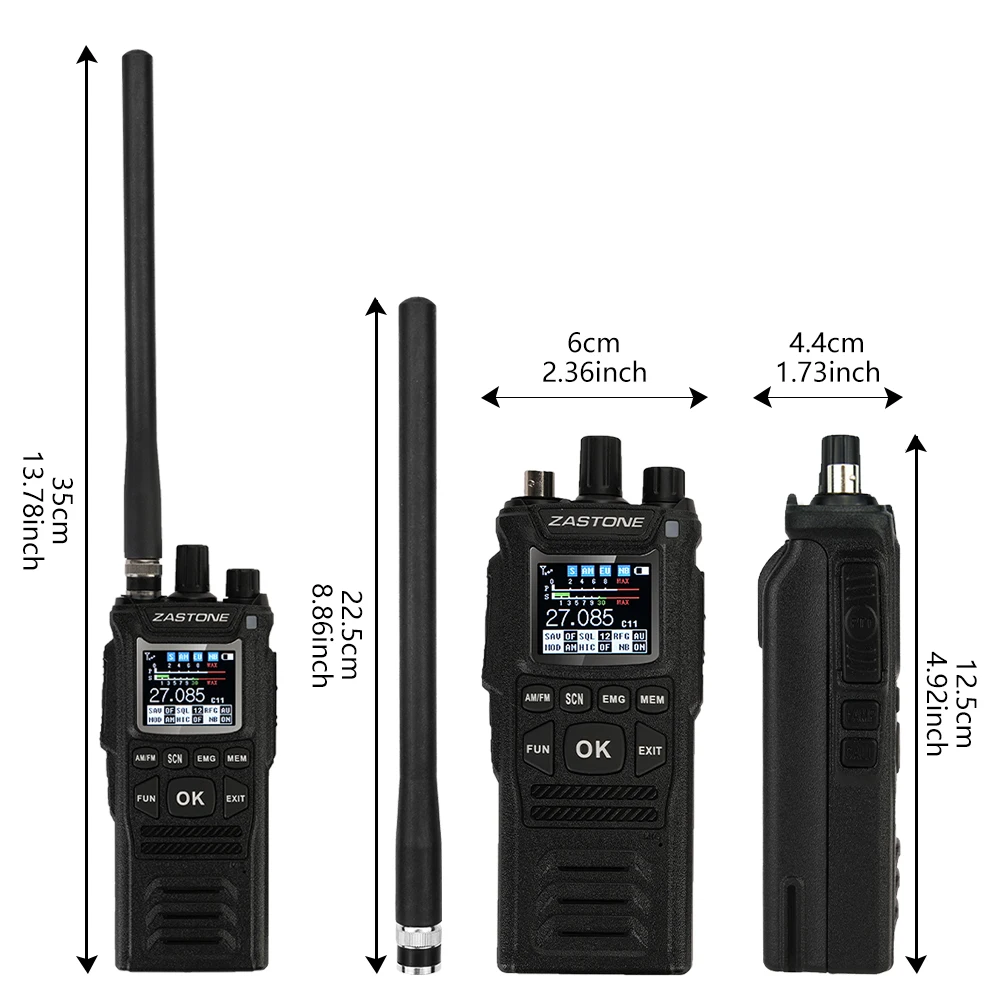 Walkie Talkie Handheld de Zastone, todos os 240 canais dos CB, rádio do presunto, 4W, 12V, 26 a 27MHz, 4000ham, CB-58, CB-58