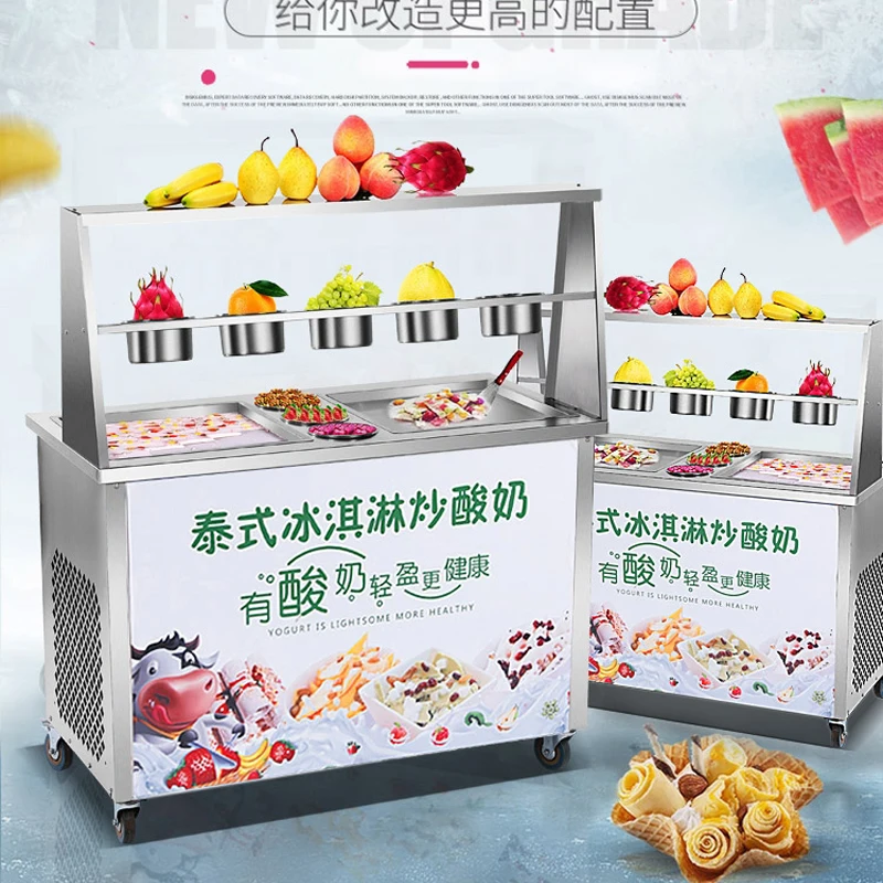 2021 New design fried ice cream machine stainless steel ice cream maker single pan ice cream roll machine