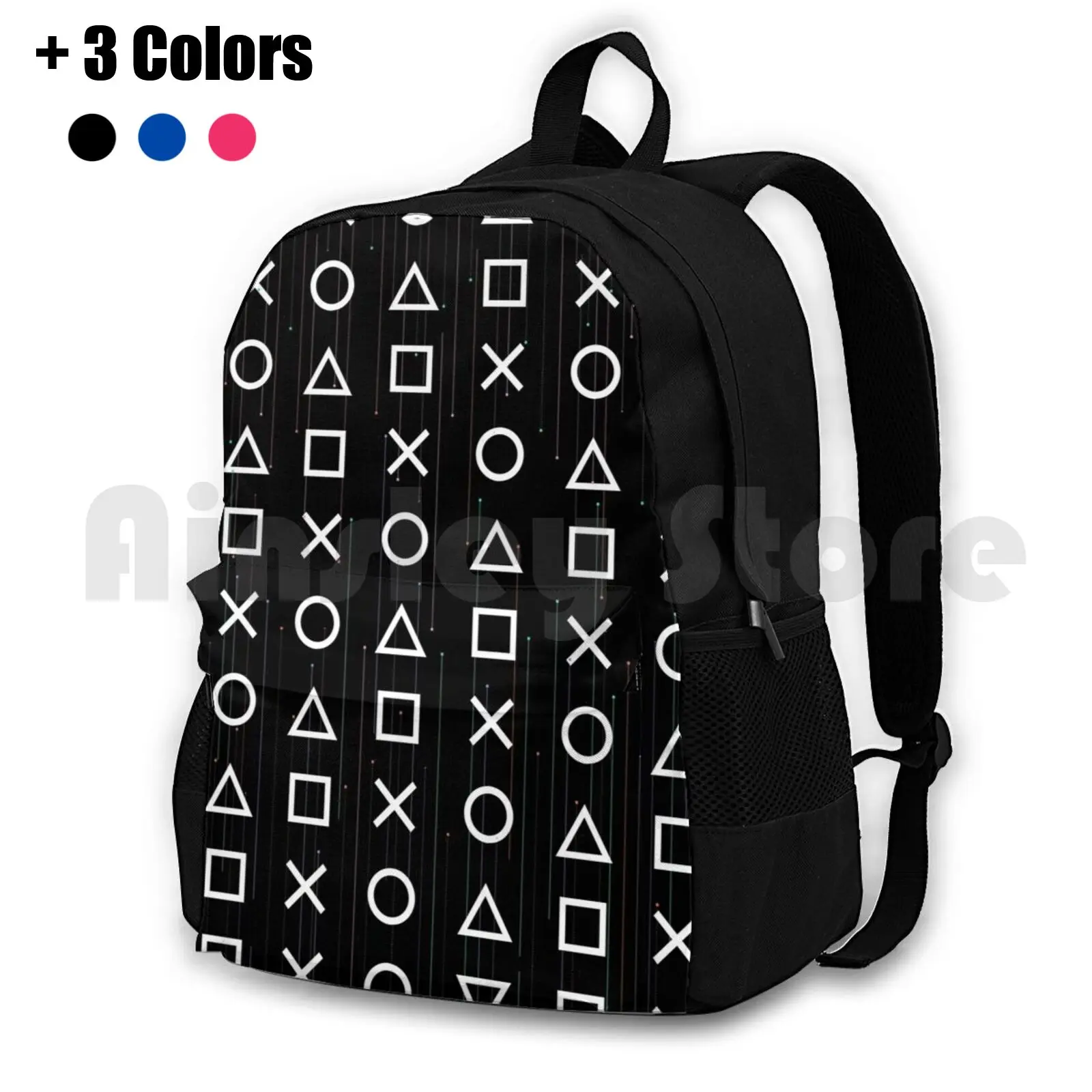 Cyberscape Controller Buttons Outdoor Hiking Backpack Riding Climbing Sports Bag Synthwave Retrowave Dreamwave Minimal Rad