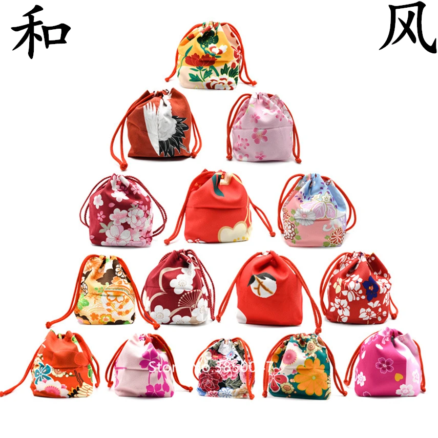 Handbag Kimono Japanese Style Yukata Kawaii Girls Women Bag Vintage Floral Haori Drawstring Bucket Zephyr Gift Party Accessories