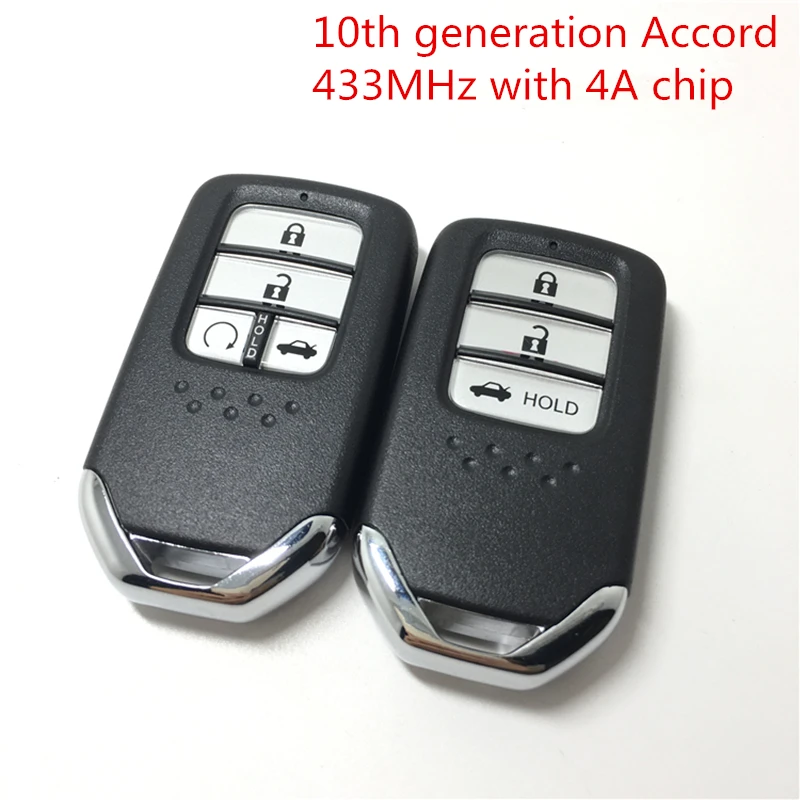 for Honda Accord 10th Car Smart Remote Key Keyless Entry Remote Key with 4A Chip 434Mhz with Logo and Blade