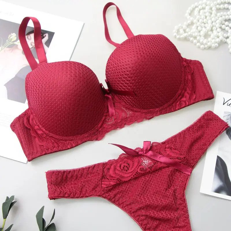 DAINAFANG 6 Colors Brassiere Sexy Lace Lingerie Comfortable Crop Top Female Underwear Women Underwire Push Up Bra Sets