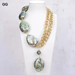 GuaiGuai Jewelry Charming Abalone Shell Gold Color Plated Chain Necklace