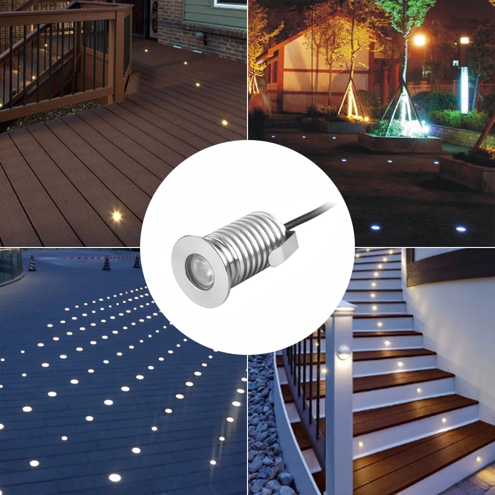 1w 3w led luz subterrânea DC12-24V luz inground ip67 à prova dip67 água recesso luz da escada deck lâmpada jardim quintal piso holofotes