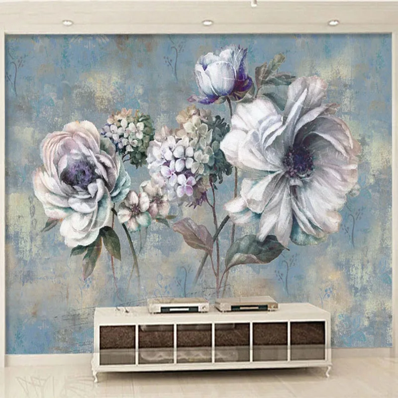 Custom Mural Wallpaper 3D Stereo Oil Painting Vintage Flowers Fresco Living Room TV Sofa Bedroom Home Decor Papel De Parede