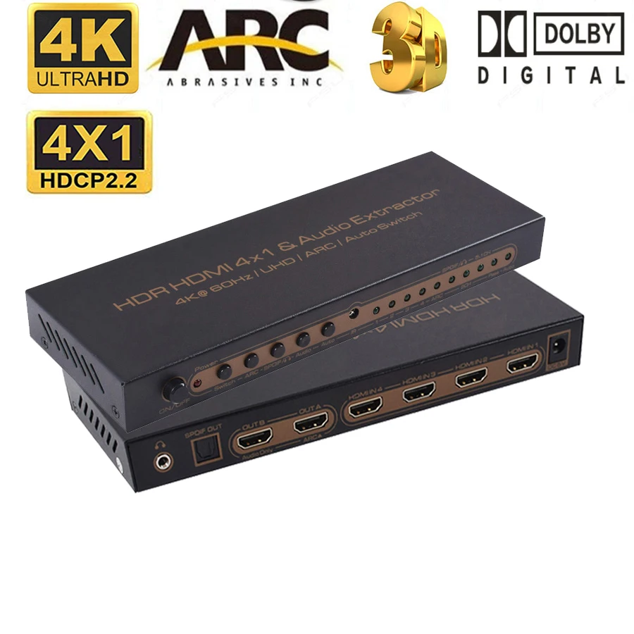 

Новый 4K HDMI 2,0 переключатель сплиттер 4 в 1 4K/60HZ HDCP 2,2 HDMI конвертер для PS4 pro Blue ray DVD,Xbox
