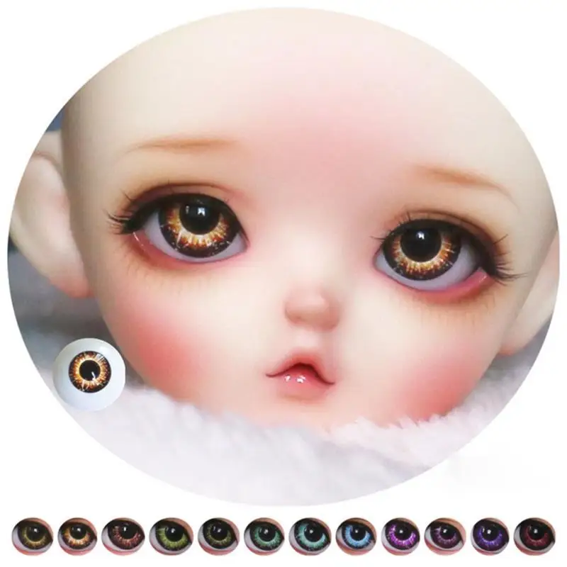 New 1 Pairs 10MM/12MM/14MM/16MM/18MM BJD Press Eye Shining Eyeball for Dolls DIY Making Accessories