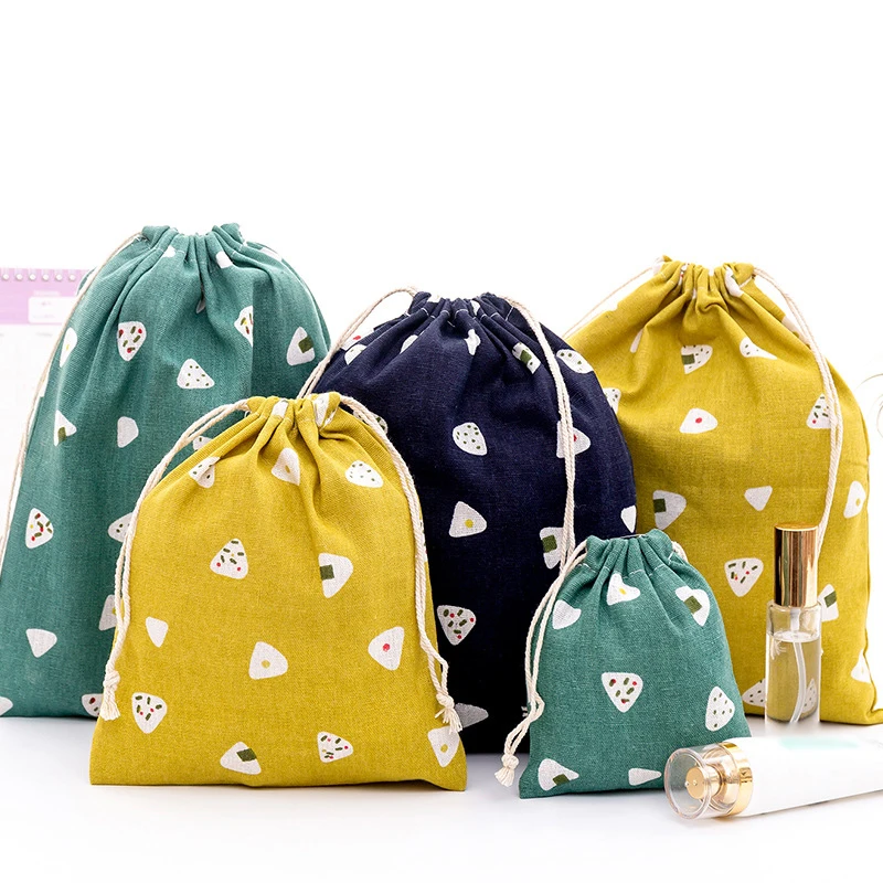 Fashion Cotton Drawstring Shopping Bag Eco Reusable Folding Grocery Cloth Underwear Pouch Case Travel Home Storage Bag