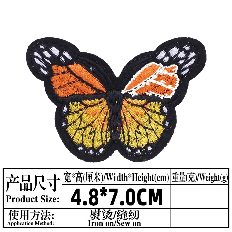 Butterfly Embroidered Patches for Clothing Thermoadhesive Badges Patch Thermal Sticker for Fabric Clothes Shoes Appliques Stripe