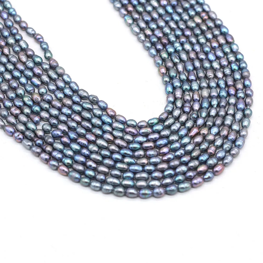 Hot Sale Natural Freshwater Pearl Black Rice Beads Loose Bead For Jewelry Making DIY Charm Bracelet Necklace Earring Accessories