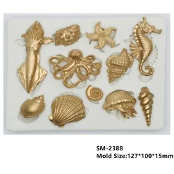 Seashell Starfish Sea Lion Marine Life Silicone Mold Animal Fondant Chocolate Gumpaste Cake Mould Cake Decorating Tool Bakeware