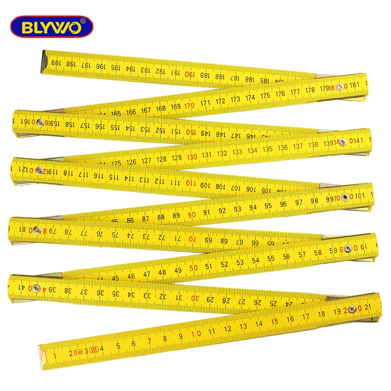 Foldable Ruler portable wooden ruler Yellow Folding Ruler 2 metre carpenter ruler woodworking measurement ruler