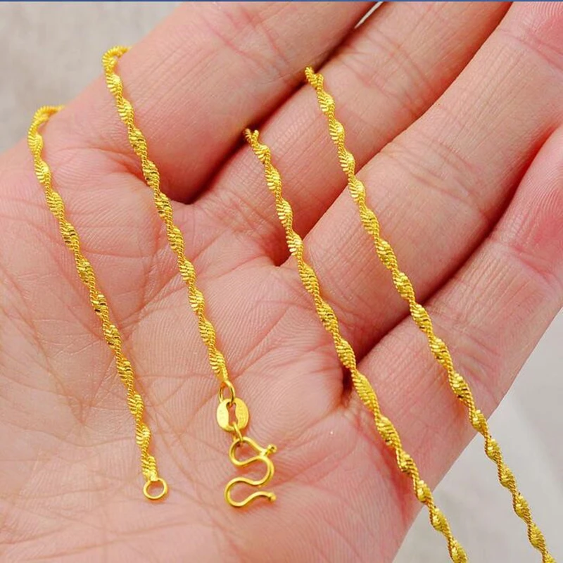 5 pçs/lote Ouro Amarelo GP Charme Colares Para As Mulheres 2mm Corrente Torcida Colar Collier Femme Choker Jóia Do Casamento Acessórios