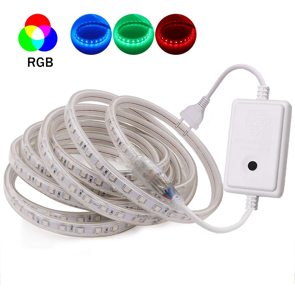 

WiFi RGB LED Strip Light 220V 5050 SMD 60Leds/m Flexible Ribbon Tape Waterproof Rope Light Diode White/Warm White with EU Plug