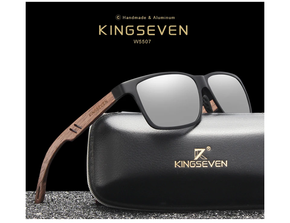 Kings even brandneues Design Aluminium Walnuss Holz hand gefertigte Sonnenbrille Männer polarisierte Brillen Zubehör Sonnenbrille für Frauen – Detail 1