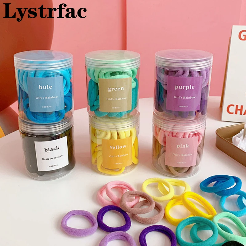 Lystrfac 50Pcs/Bag Ins Candy Color Hair Scrunchies Elastic Rubber Band Girls Hair Rope Cute Hair Ring Women Hair Accessories