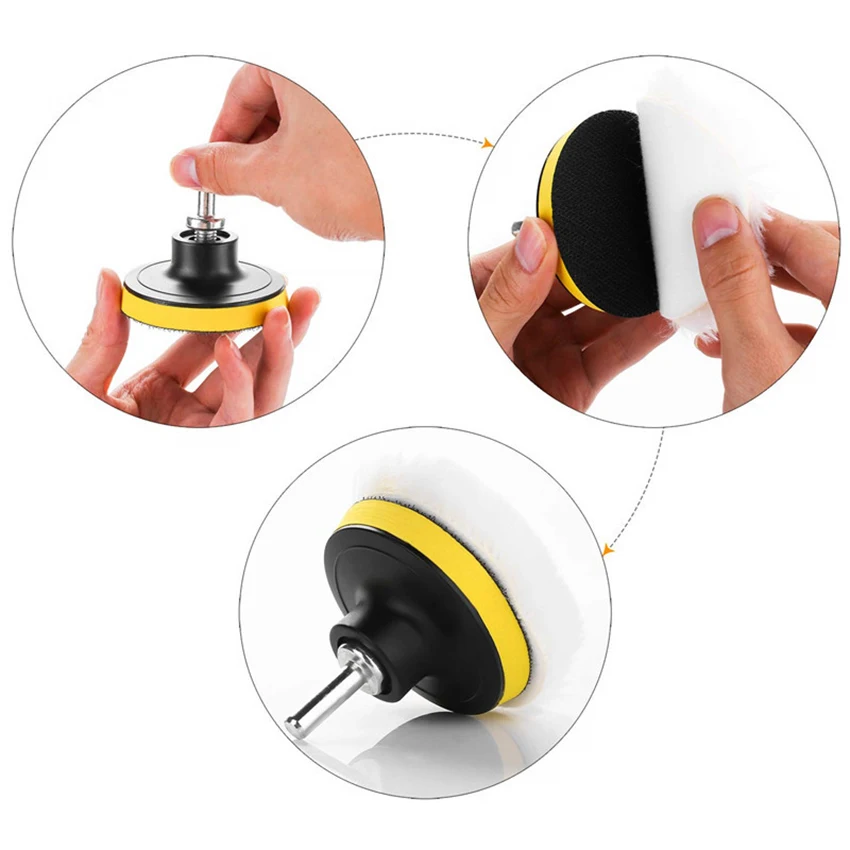 39 pz/set Kit di tamponi per lucidatura e lucidatura tamponi in spugna da 5 pollici da 3 pollici, cuscinetti con impugnatura in lana e piastre di supporto per impugnatura lucidatrice per auto
