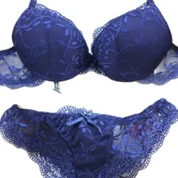 Women Lady Cute Sexy Underwear Satin Lace Embroidery Bra Sets With Panties Lady