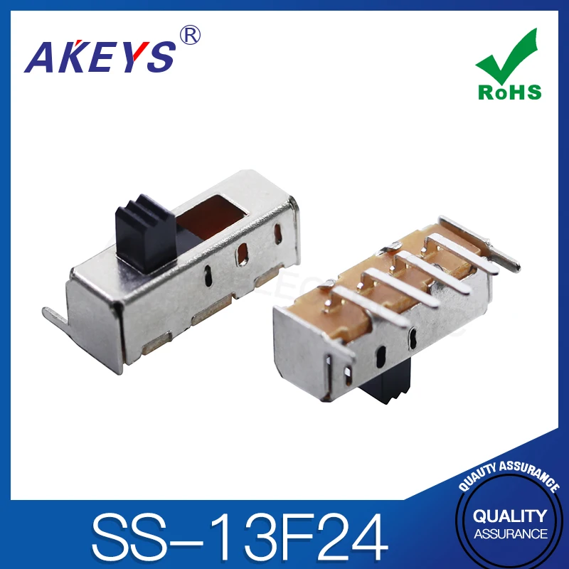 SS-13F24 (1P3T) 3-gear Toggle Switch of various Heights, 2 fixed feet  4-legged  Horizontal