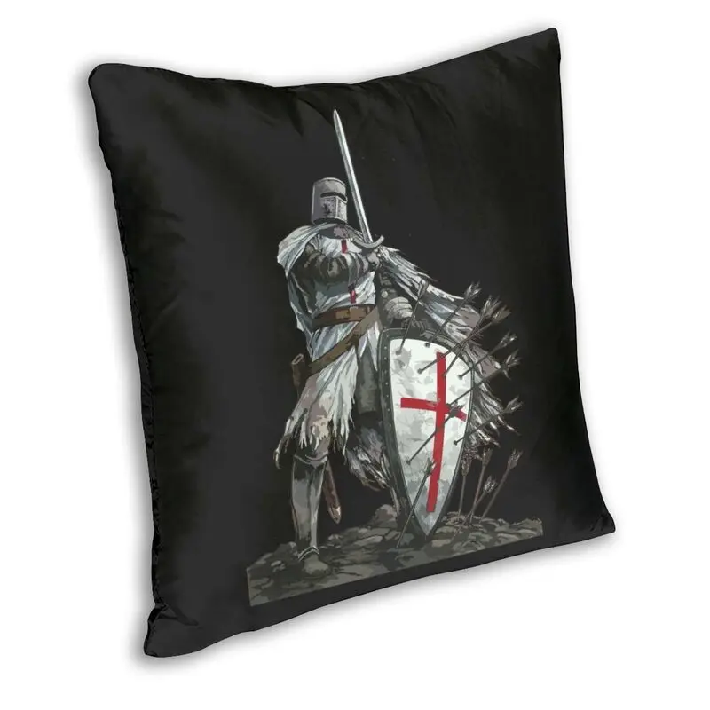 Knights Templar Warrior Cushion Cover Sofa Living Room Medieval Templar Shield Cross Square Pillow Cover 40x40cm