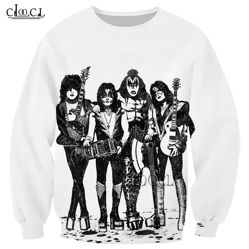 

HX Newest Rock Singer KISS Band 3D Print Men Women Sweatshirt Autumn Fashion Long Sleeve Harajuku Tops Pullover Drop Shipping