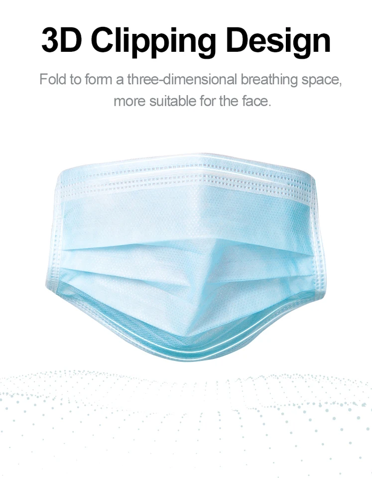 Mouth Masks 3-layer Anti-Dust Disposable Mascarillas  Non Woven Meltblown Cloth Masks Elastic Ear Loop Face Mask, image 2