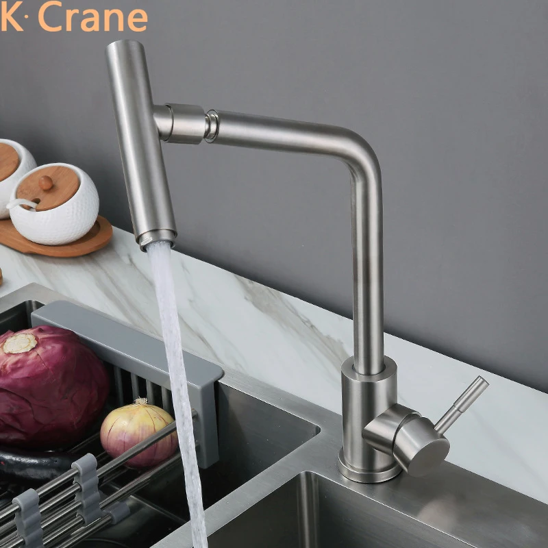 

Kitchen Sink Faucet 360 Degree Rotation Tap Swivel Nozzle Hot Cold Water Mixer Grifo One Hole Deck Mounted Stainless Steel Kraan