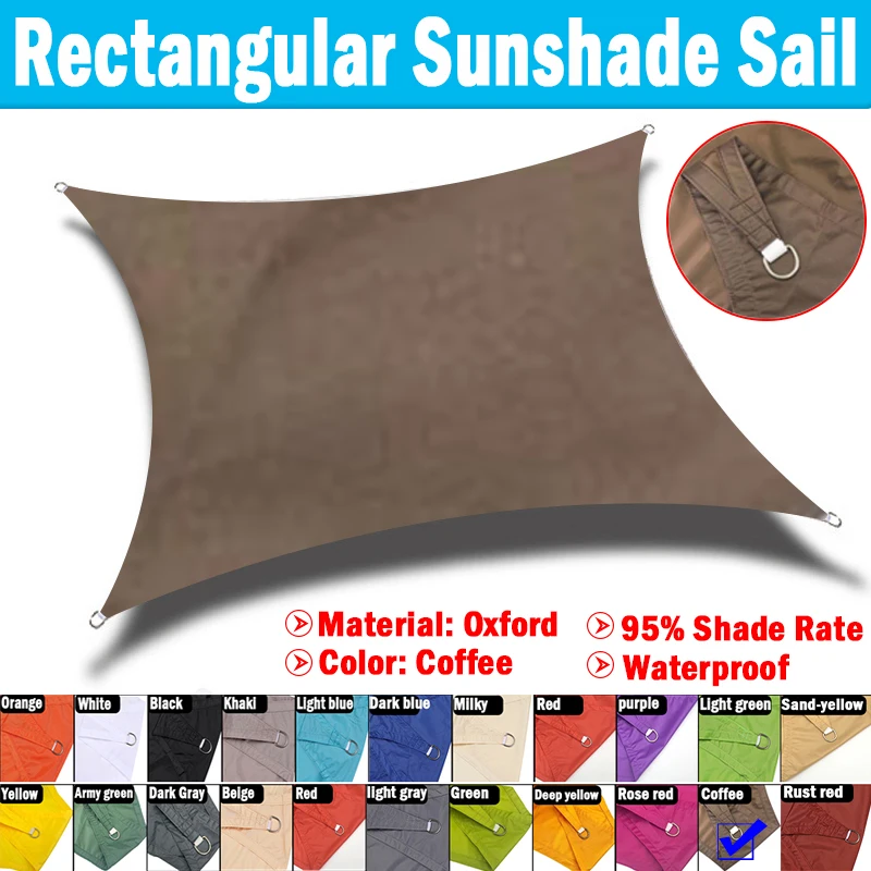 

Coffee Color Waterproof Awning Sunshade Sun Shade Sail For Outdoor Garden Beach Camping Patio Pool Sun Canopy Tent Sun Shelter