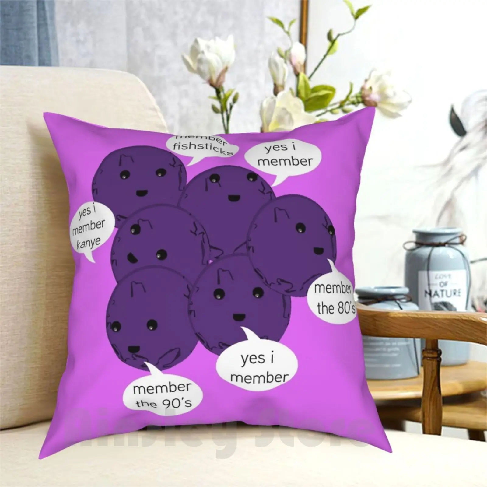 Memberberries Remember / Blush Pink Pillow Case Printed Home Soft DIY Pillow cover Memberberries Member Berries Hand Drawn