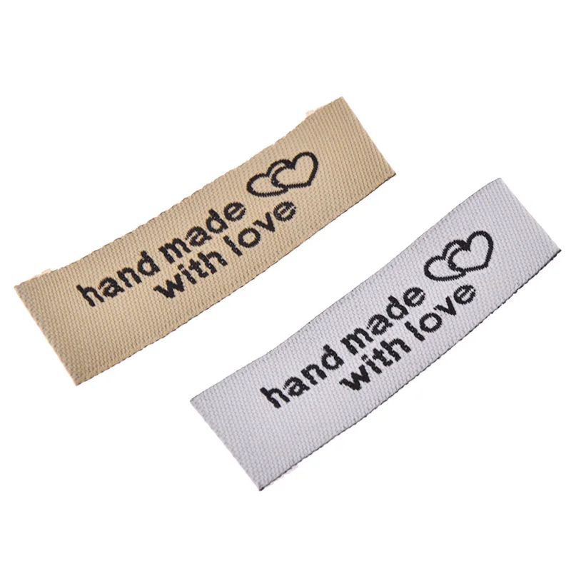 50pcs Washable Cloth Hand Made With Love Letter Labels For Clothing Sewing Accessories DIY Women Bags Decoration Supplies