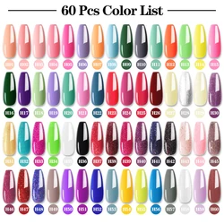 Limegirl 60/40 Pcs Gel Nail Polish Set Color Glitter Semi Permanent Hybrid Gel Varnish Base Top Coat Soak Off UV LED Nail Art