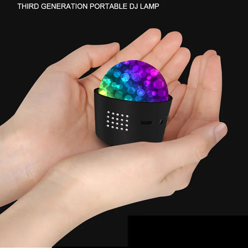 Mini Bola de discoteca para coche, luz RGB para DJ, recargable por USB, portátil, activada por voz, giratoria, luces de fiesta, lámpara mágica,