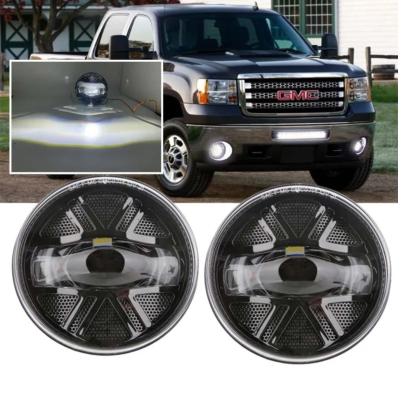 

2pcs For 2007-2013 GMC Sierra 1500 2500HD 3500HD DOT Round LED Fog Light 24W