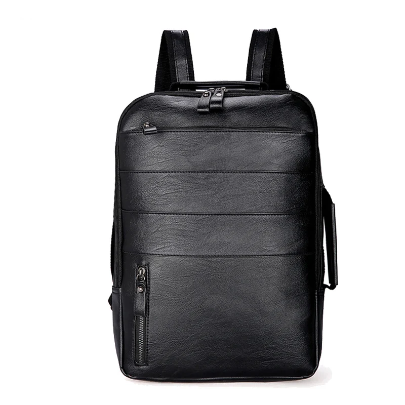 Fashion PU Leather Backpacks Men Women High Capacity Waterproof Travel Backpacks Laptop Bag Male Female Bookbag Unisex Backpack