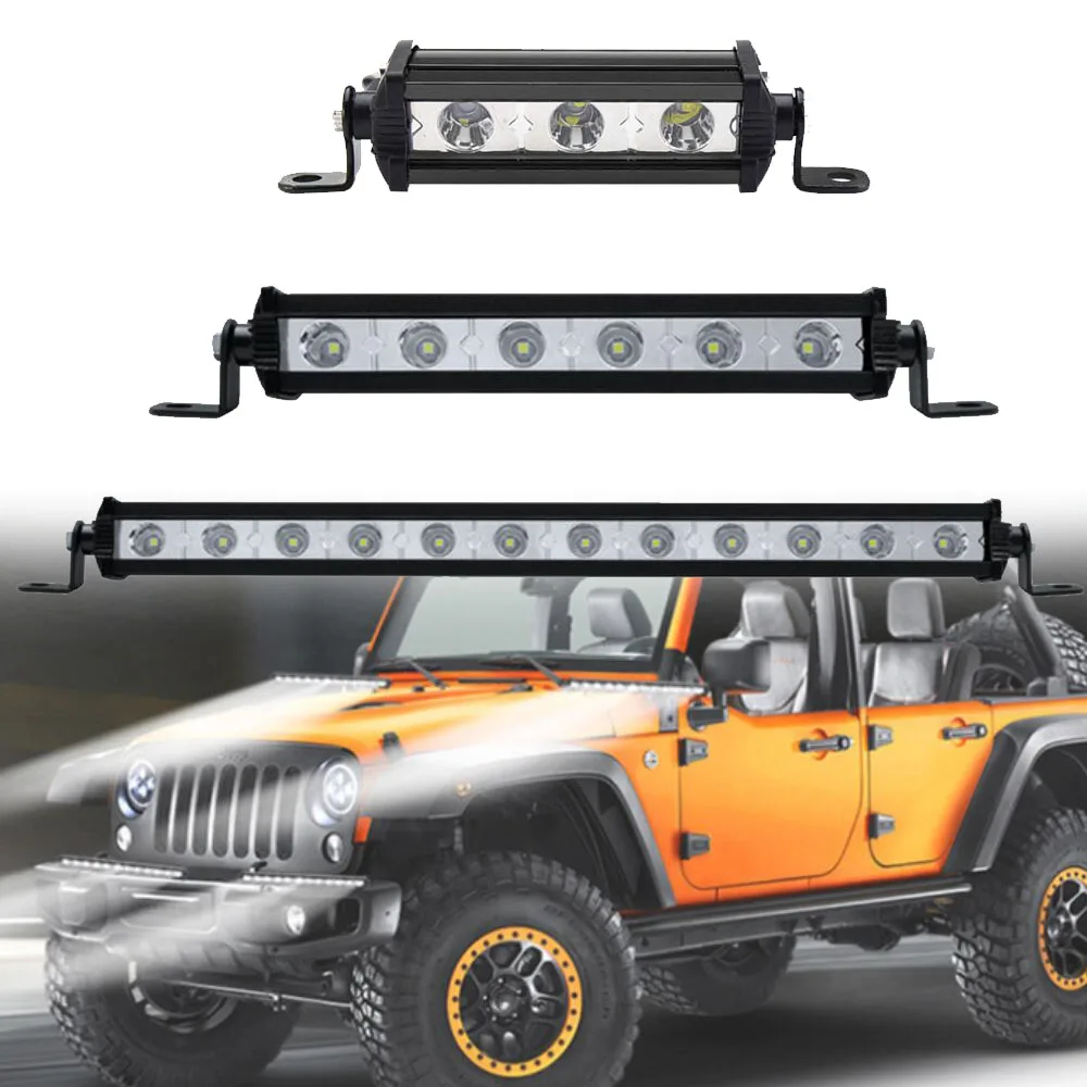 

Slim LED Work Light Bar 4 -20 INCH Single Row SUV 4X4 Truck Trailer Pickup Ultra Thin Bumper Spotlight Indicator Lamp 12V 24V