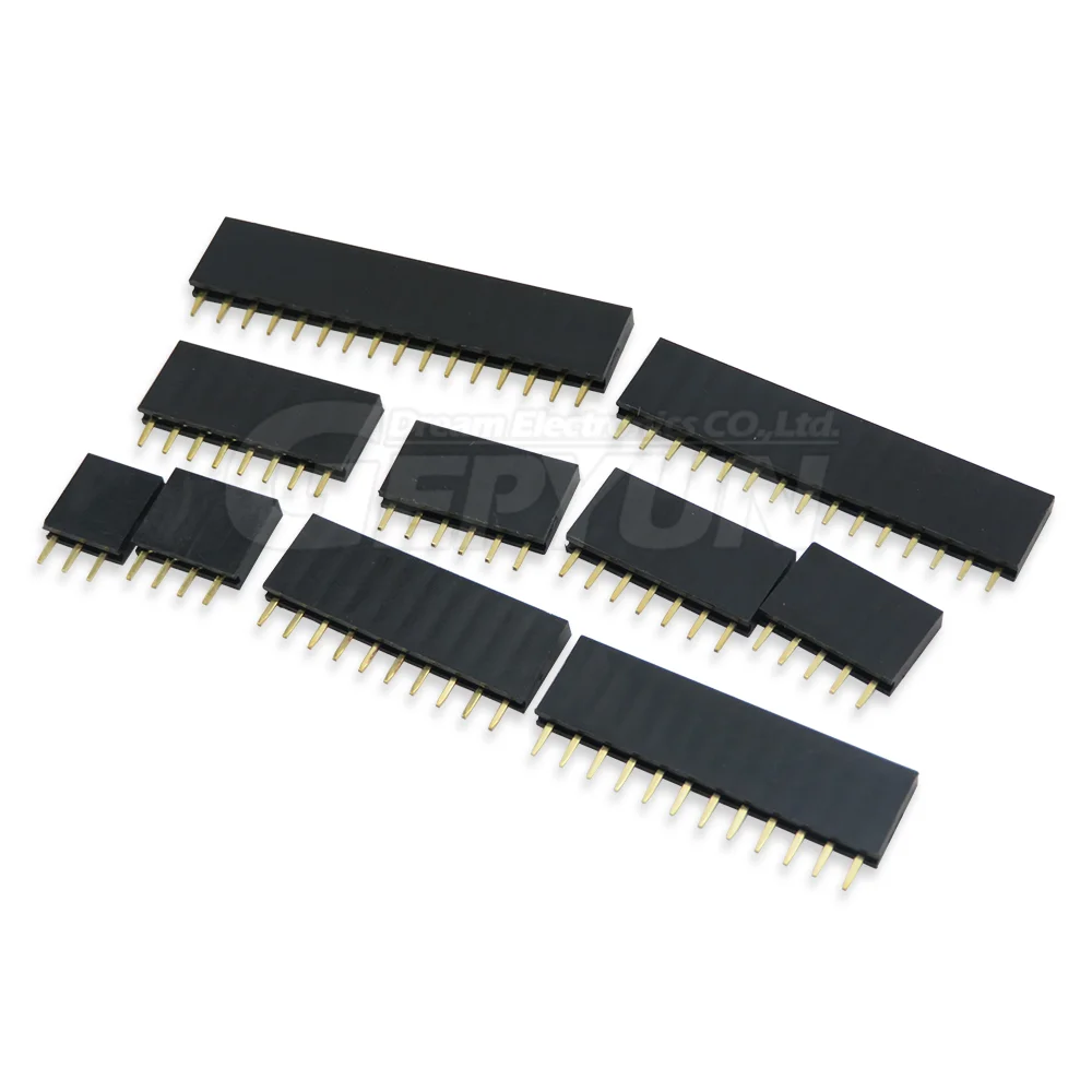 10Pcs Enkele Rij Vrouwelijke 2.54Mm 2 ~ 40P Pcb Socket Board Pin Header Connector Strip Pinheader 2/3/4/6/10/12/16/20/40Pin Voor Arduino