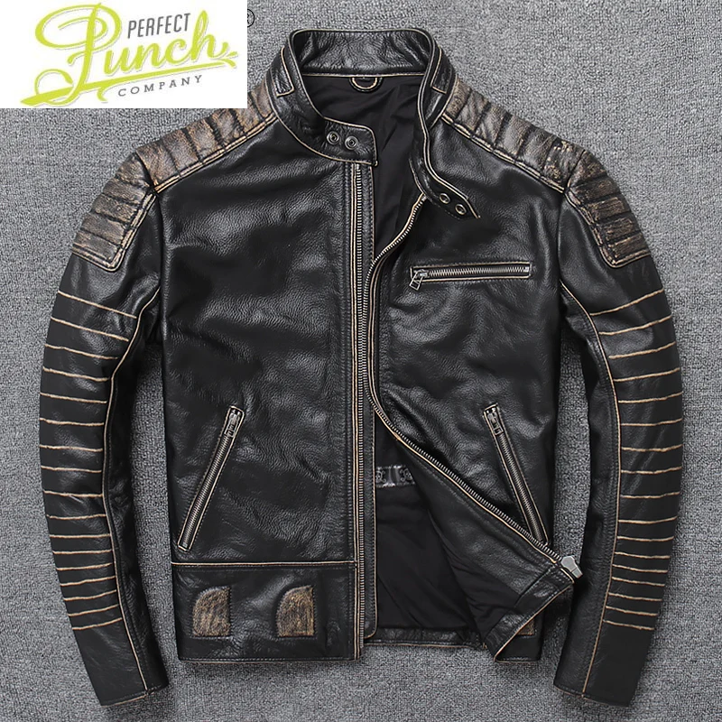 

Clothing Men Genuine Leather Jacket Men's Clothes Short Cow Leather Jackets Motorcycle Coat Male Hommes Veste LXR436