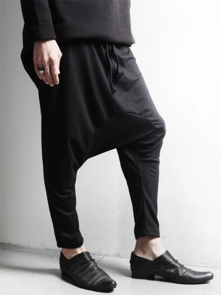 Pantalon en duvet noir pour hommes, pantalon Slim à l'entrejambe suspendu, nouvelle Version coréenne à la mode, printemps et automne