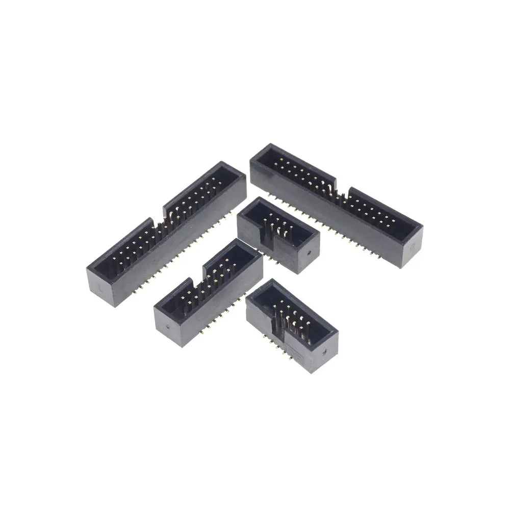 100 Pcs SMT 2.54 mm 6 8 10 12 14 16 18 20 26 40 Pin Shrouded Box Header IDC Socket Straight Male Surface Mount PCB