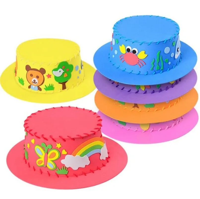 Hand-made 3D EVA Hat Children DIY Handmade Hat Eco-friendly 3D EVA Handmade Craft Gifts Kits DIY Hat Craft Toys for Kids GYH