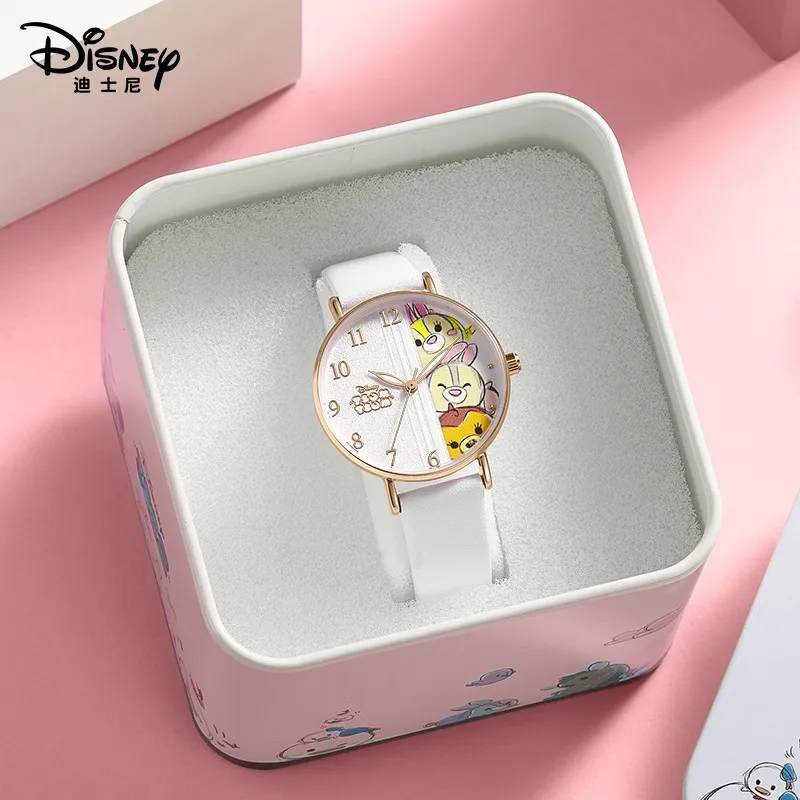 Disney Original Women Casual Quartz Wristwatch TsumTsum Cartoon Graffiti Dial Lovely Girl Youth Teenager Student Kid Party Clock