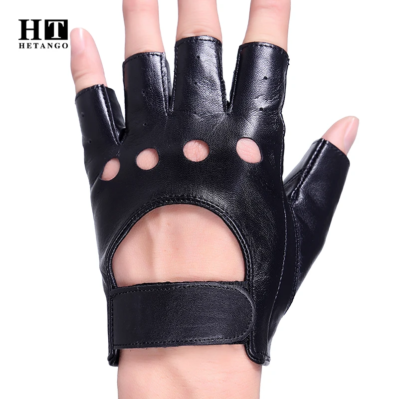 Guantes de cuero sin dedos para hombre, protectores transpirables para ciclismo, motocicleta, pistola de aire, guantes tácticos de piel de oveja,