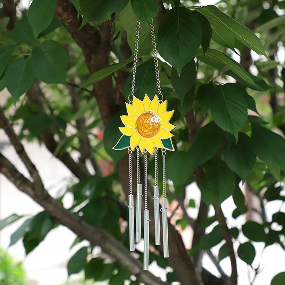 Sunflower Boat Wind Chimes Pendant Metal  Window Windchimes Hanging Ornaments Home Outdoor Yard Garden Decoration Ornament