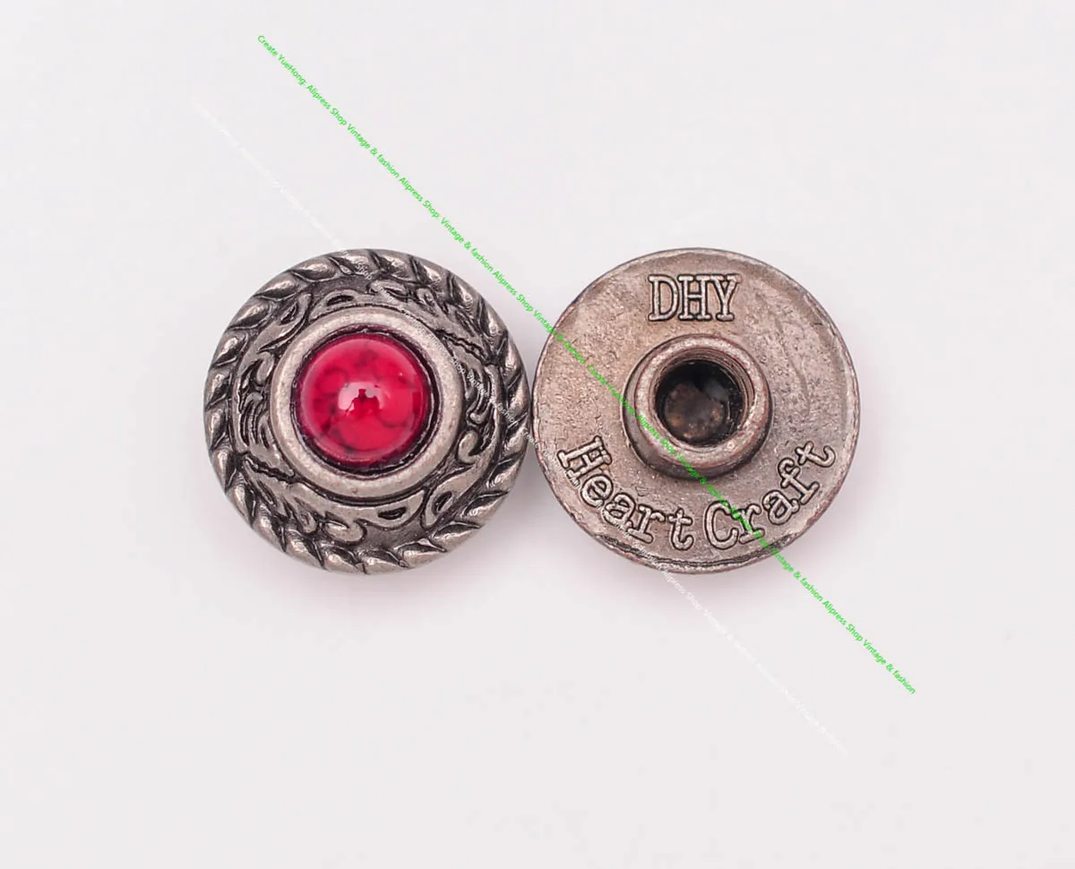 10pcs 12mm antike silberne Blume Seil Seite Leder handwerk Gürtel Zubehör Handtasche Brieftasche schwarz türkis Concho Screw back – Detail 6