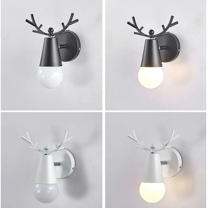 Imagem -02 - Nórdico Antler Lâmpada de Parede Moderna Veado Led Arandela Quarto Cabeceira Luzes Parede para Decoração Casa Espelho Luz Loft Industrial