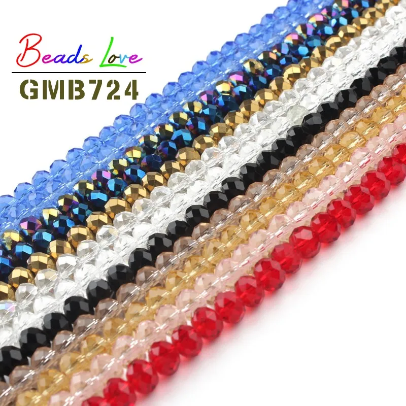 4-12MM Crystal Rondelle Beads Wheel Faceted Glass Spacer Beads for Needlework Jewelry Making Diy Bracelet Accessories Wholesale