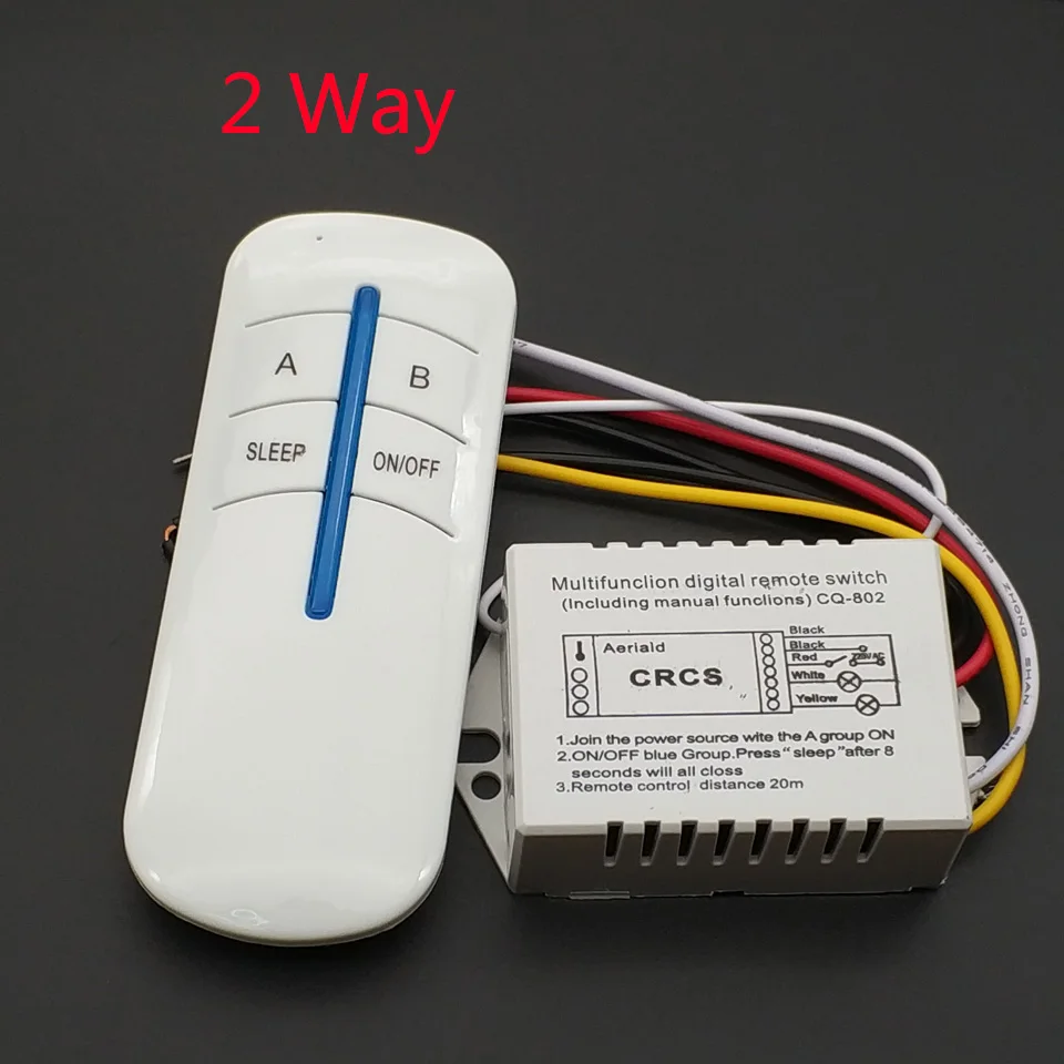 2 Way ON/OFF 220V Wireless Remote Control Switch Lamp Two- Way Remote Control Switch Receiver Transmitter 220 V