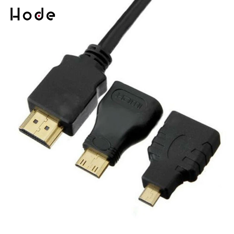 New 3 in 1 HD HDMI to Mini/Micro HDMI Adapter Cable Set High Speed Accessory