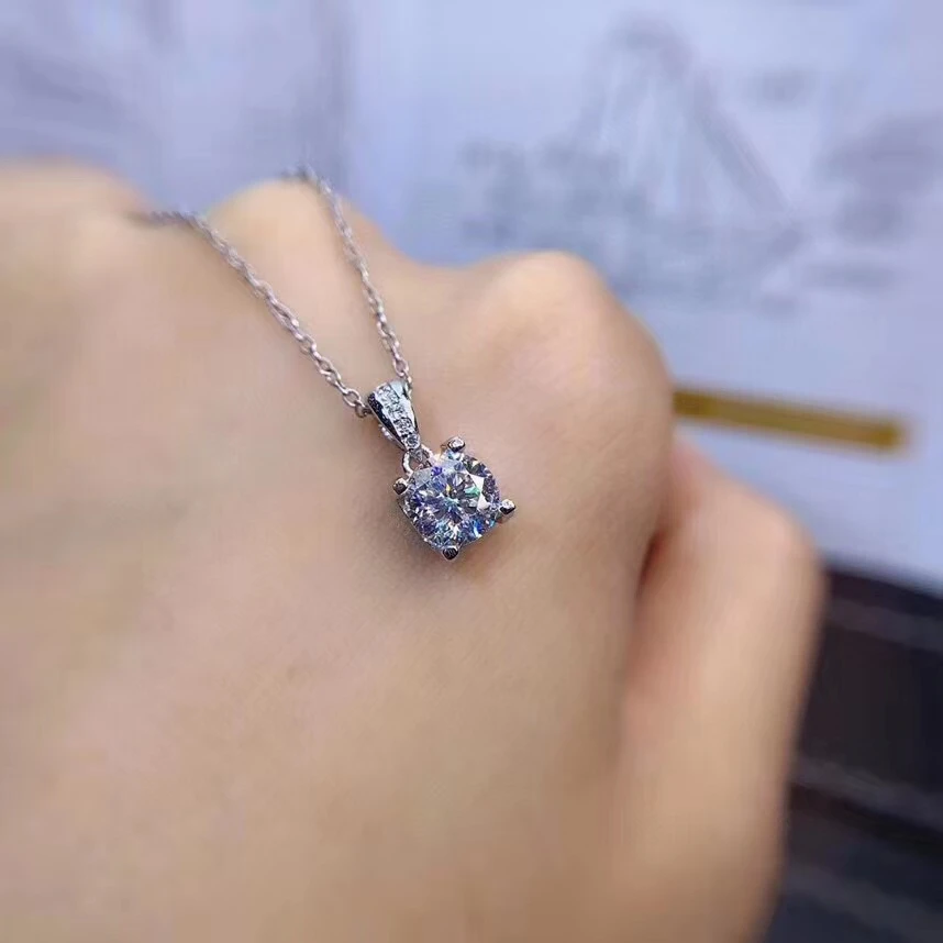 

classic pouring shiny moissanite necklace for women silver necklace jewelry 925 sterling silver birthday gift rouns shiny gem